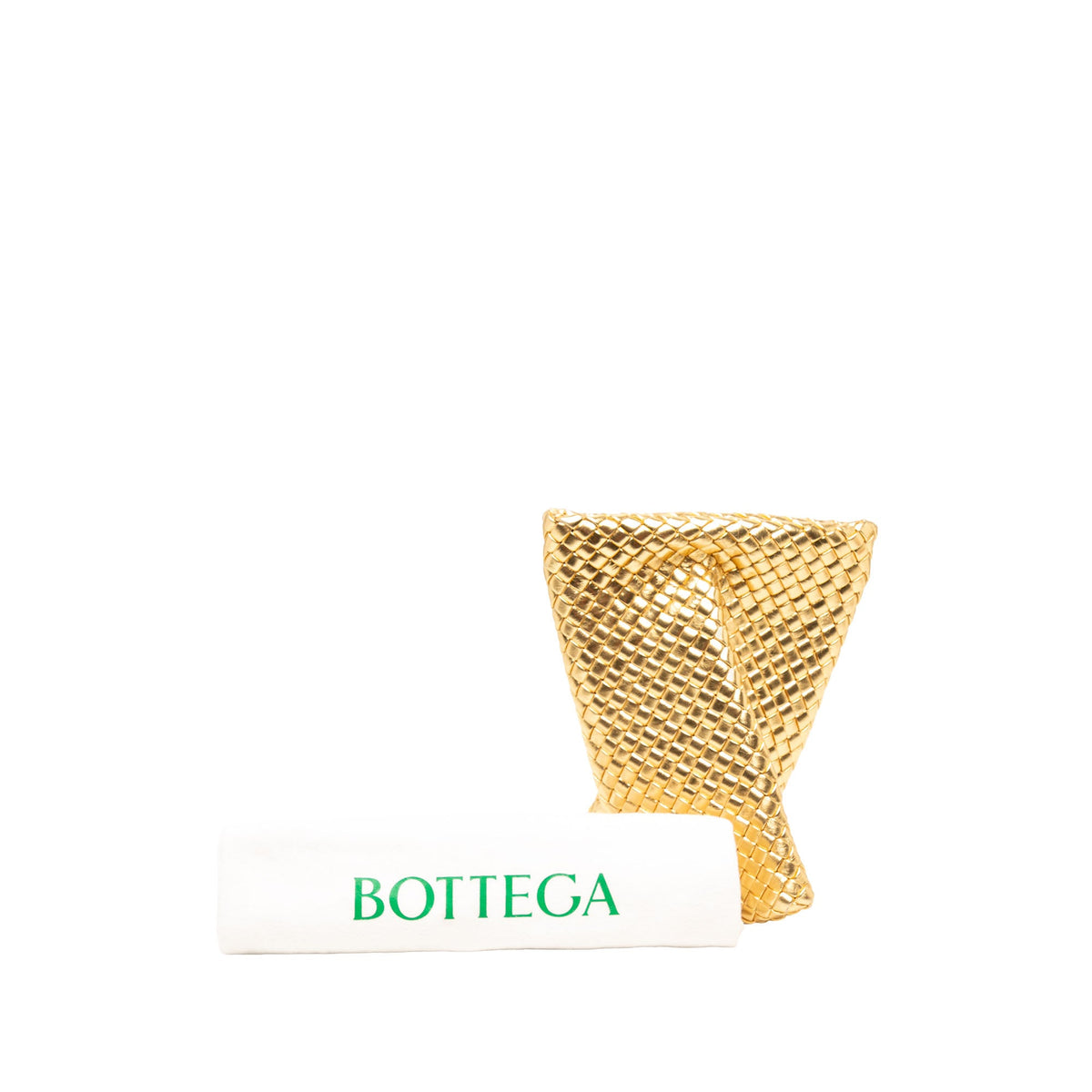 Bottega Veneta Metallic Nappa Intrecciato Padded Crisscross Clutch — Gold