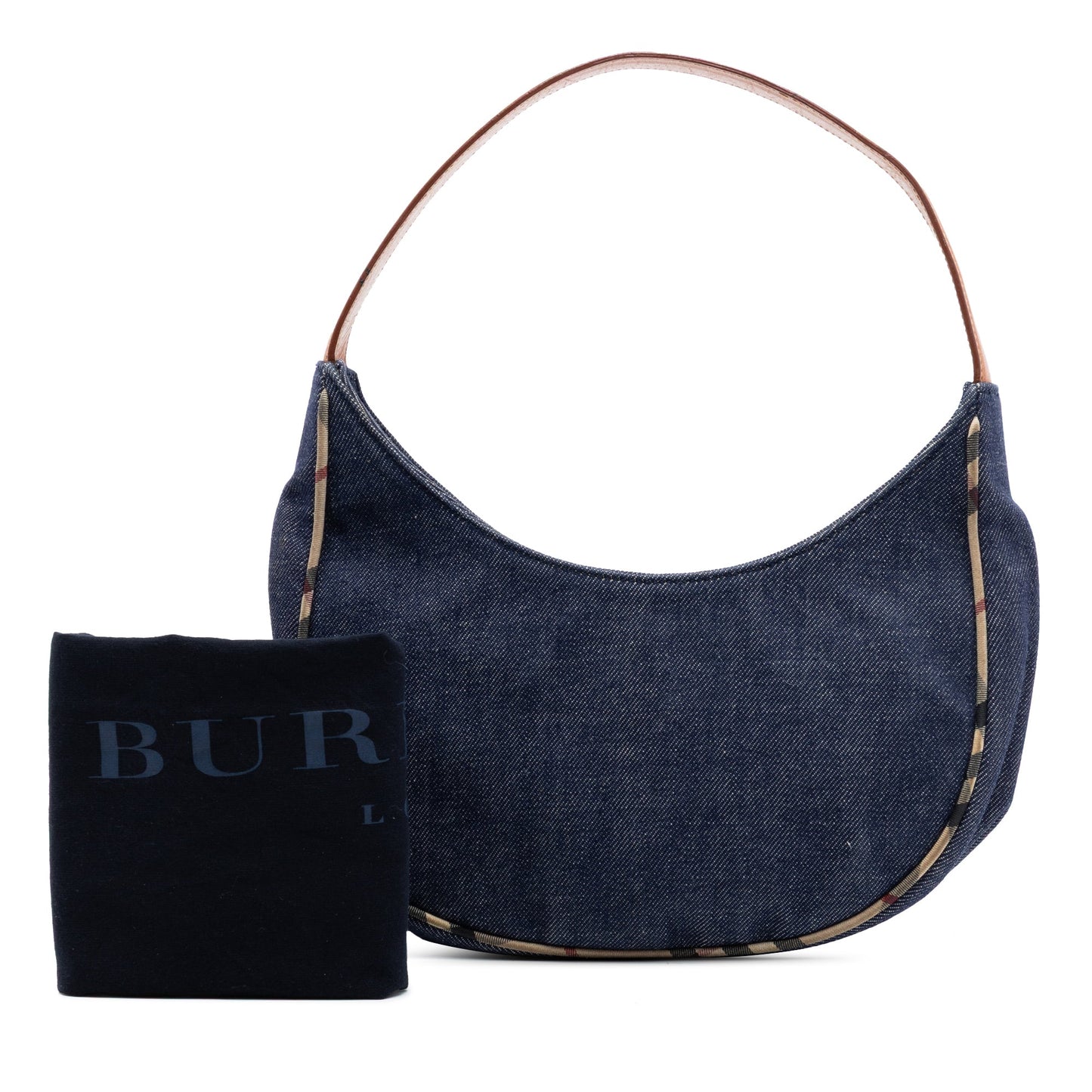 Burberry House Check Trimmed Denim Shoulder Bag