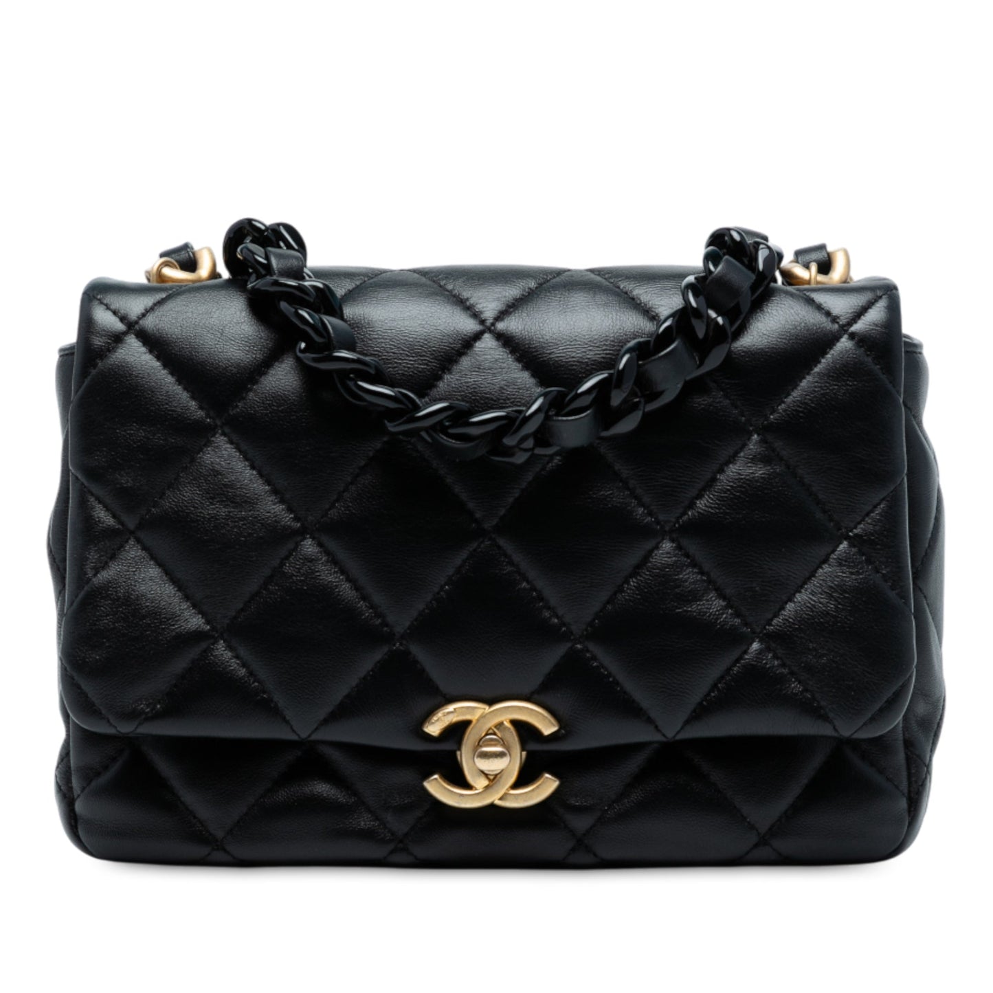 Chanel Mini Quilted Lambskin Lacquered Chain Flap