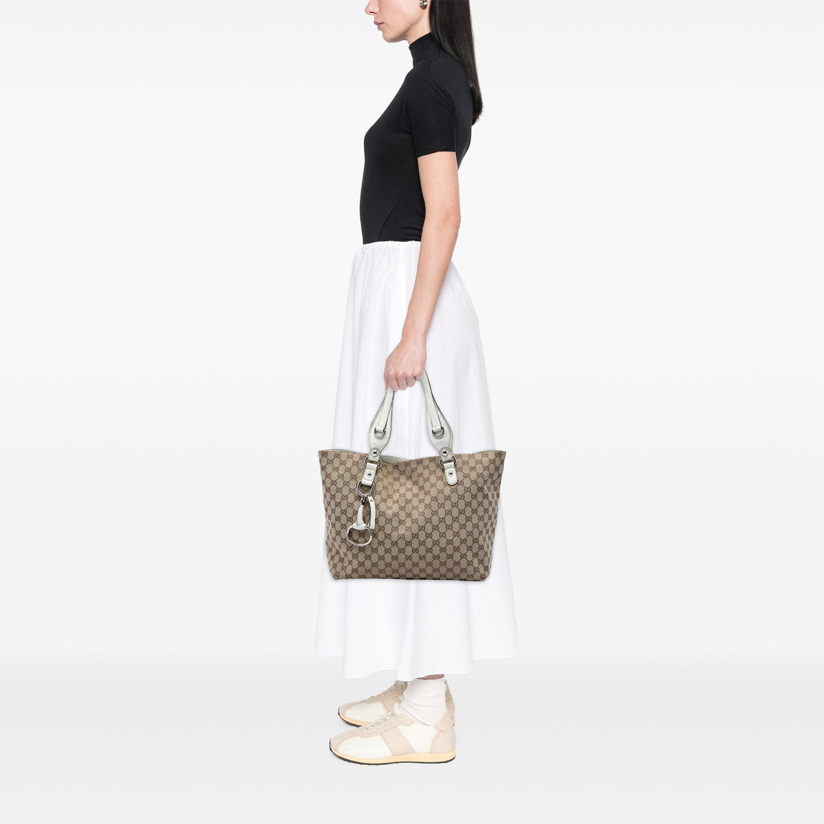 Gucci GG Canvas Icon Bit Tote — Beige