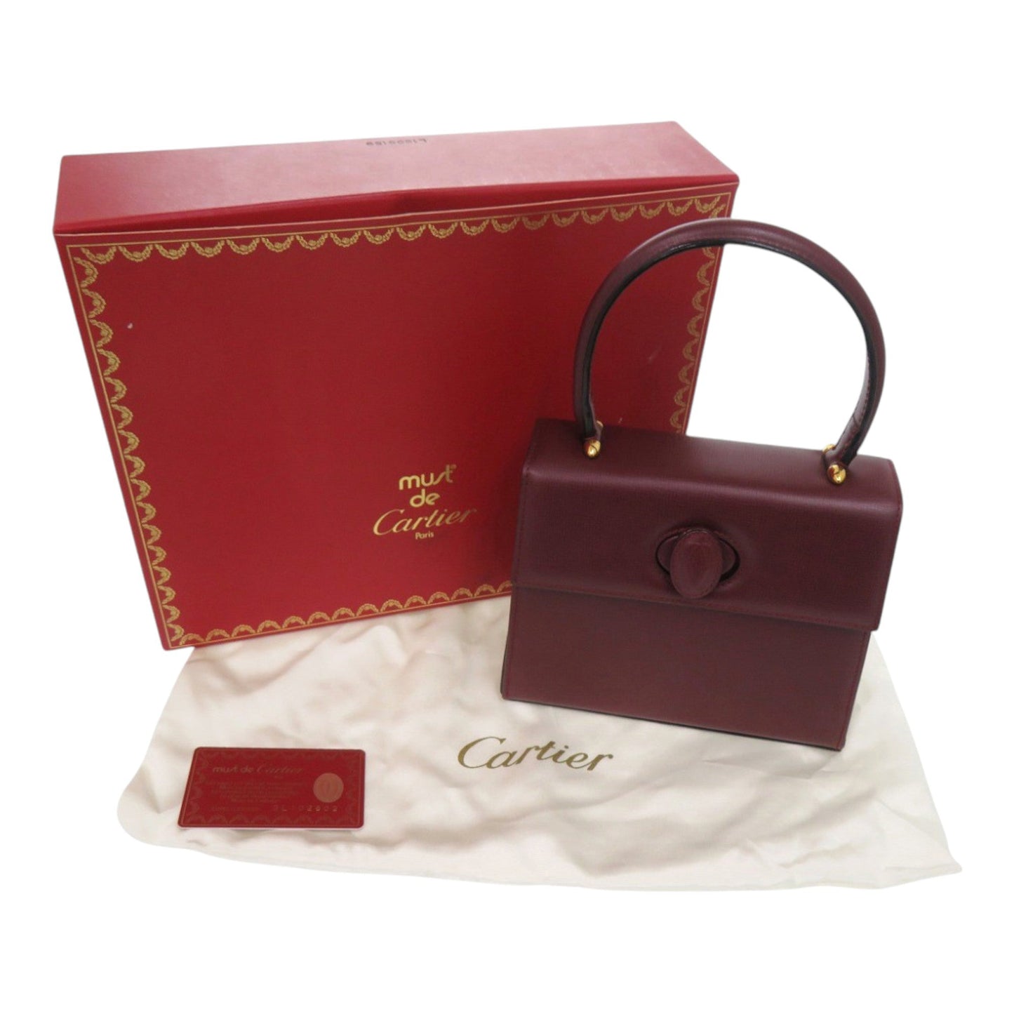 Cartier Leather Must de Cartier Turn Lock Handbag