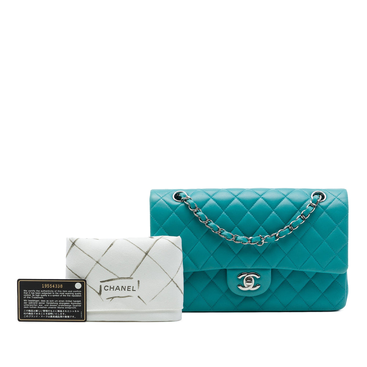 Chanel Medium Classic Lambskin Double Flap — Blue