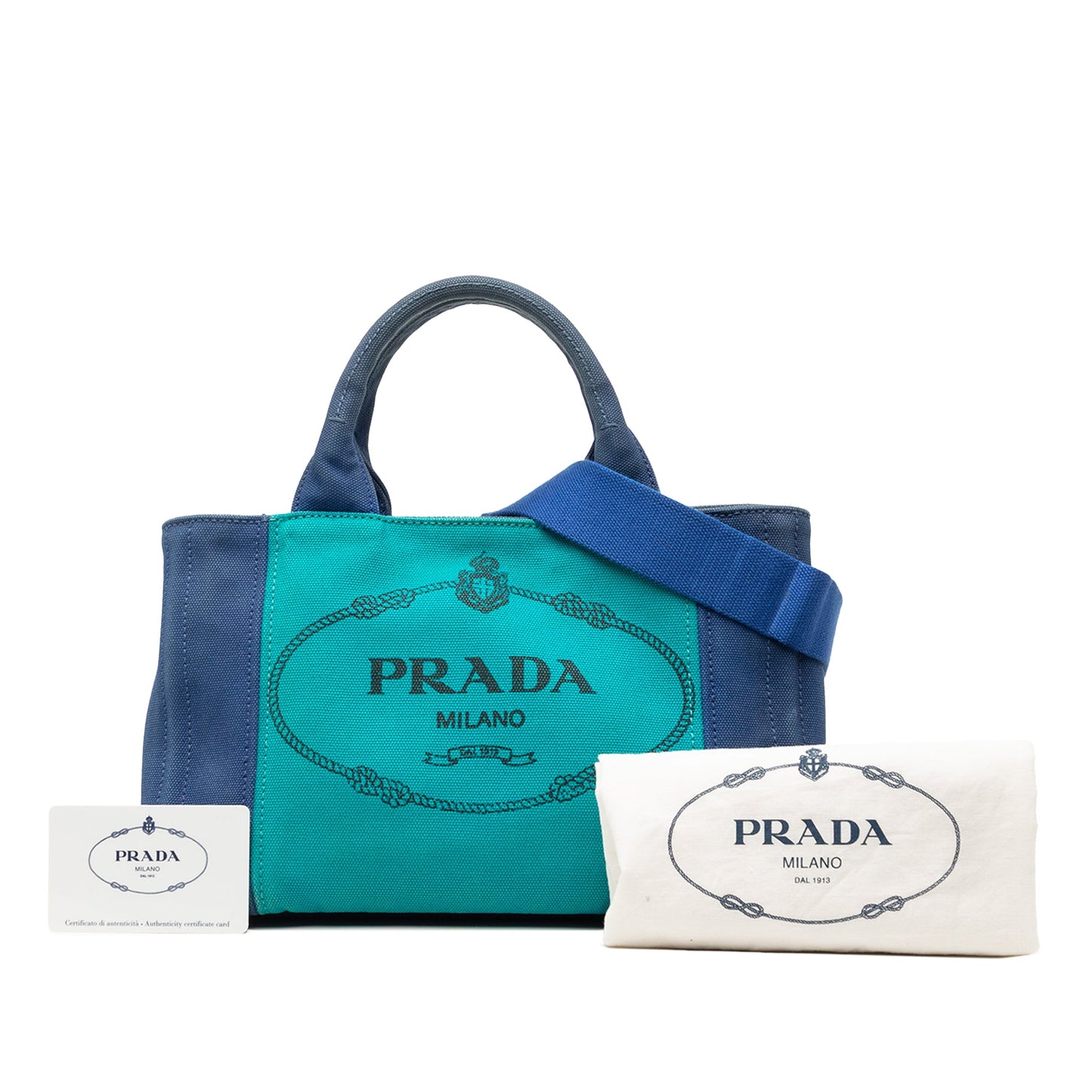 Prada Small Bicolor Canvas Canapa Logo Satchel