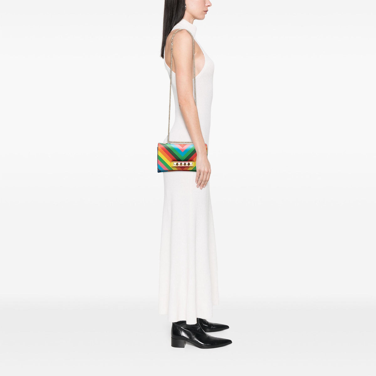 Valentino Vitello 1973 Va Va Voom Rockstud Rainbow Shoulder Bag