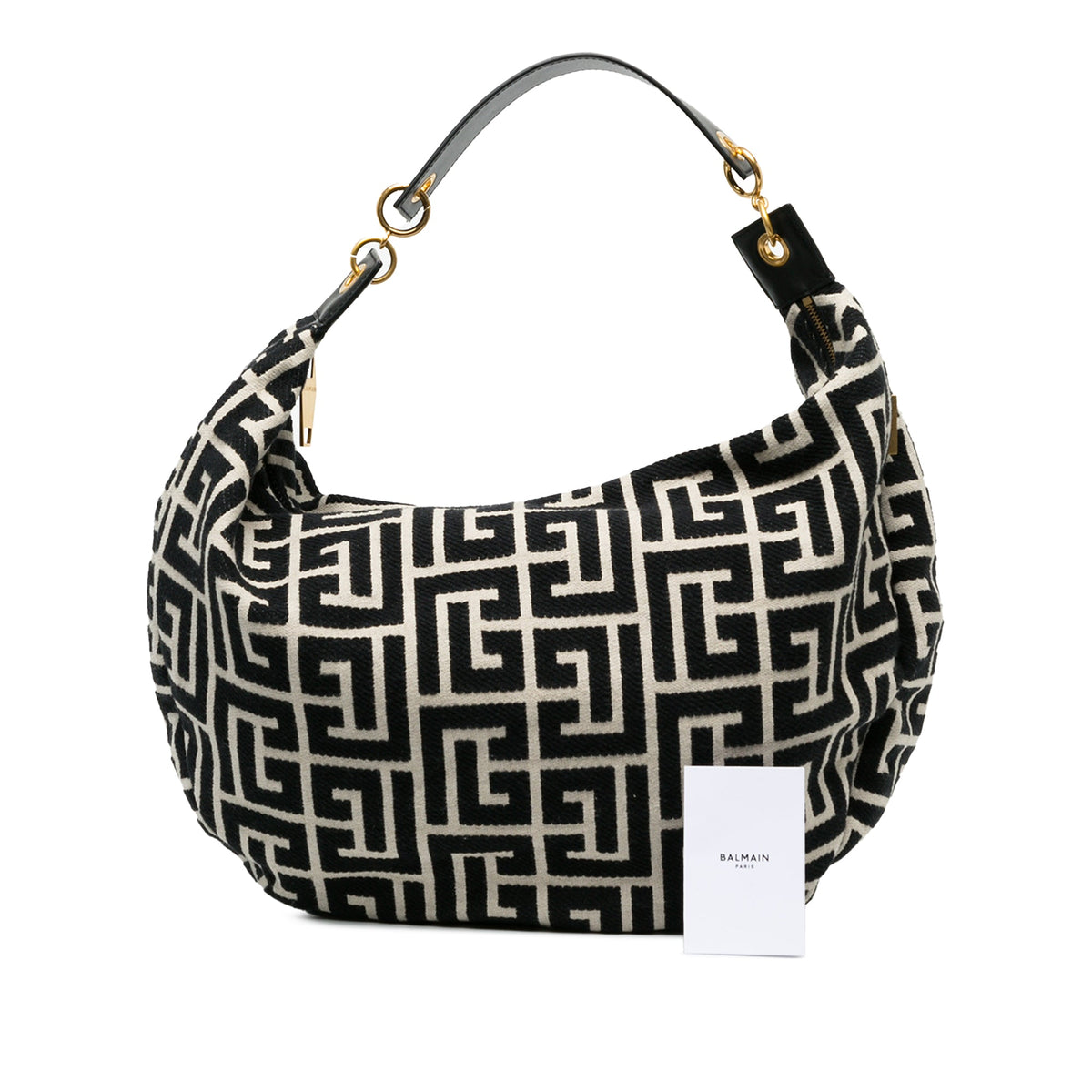 Balmain Canvas Monogram 1945 Hobo — Black