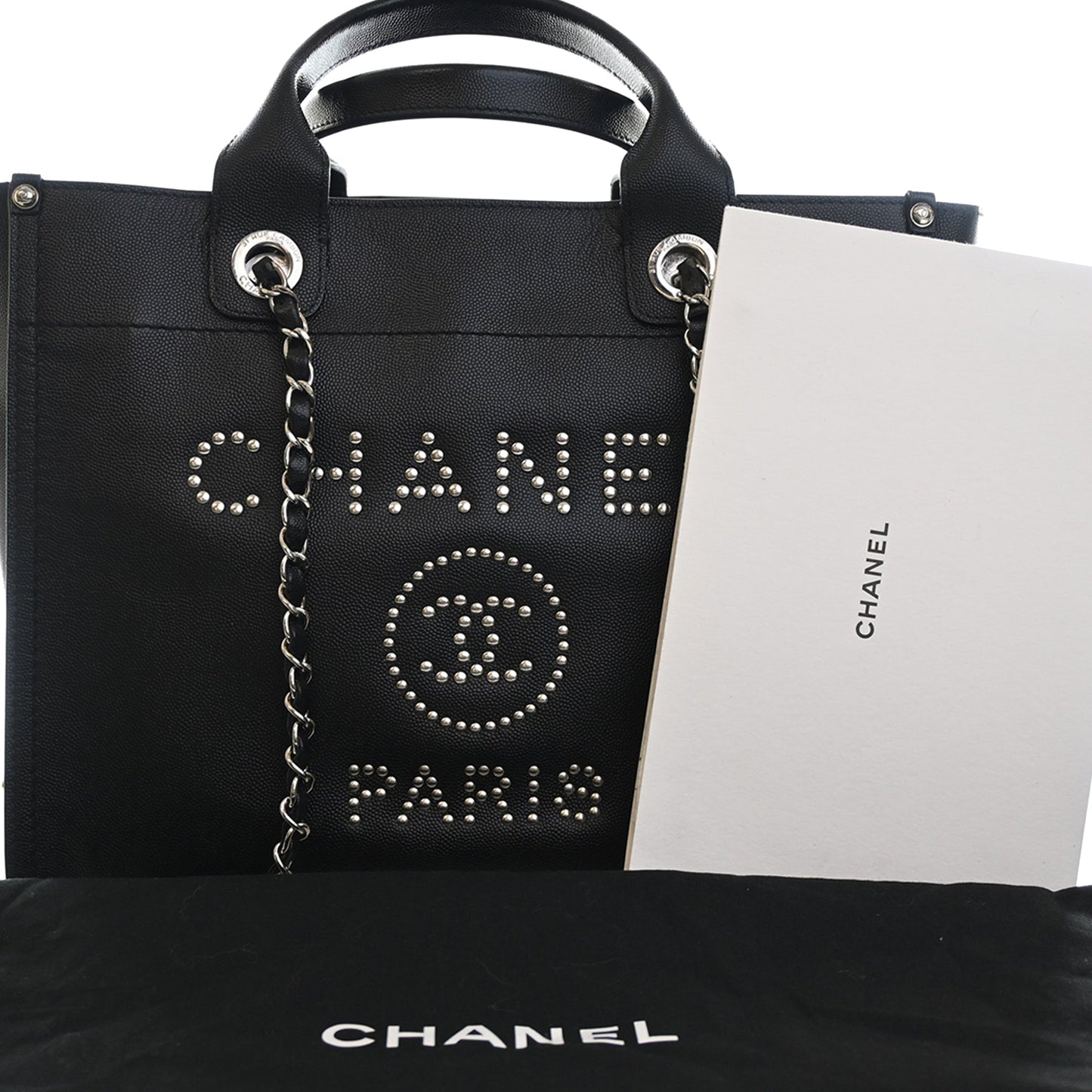 Chanel Small Caviar Studded Deauville Tote