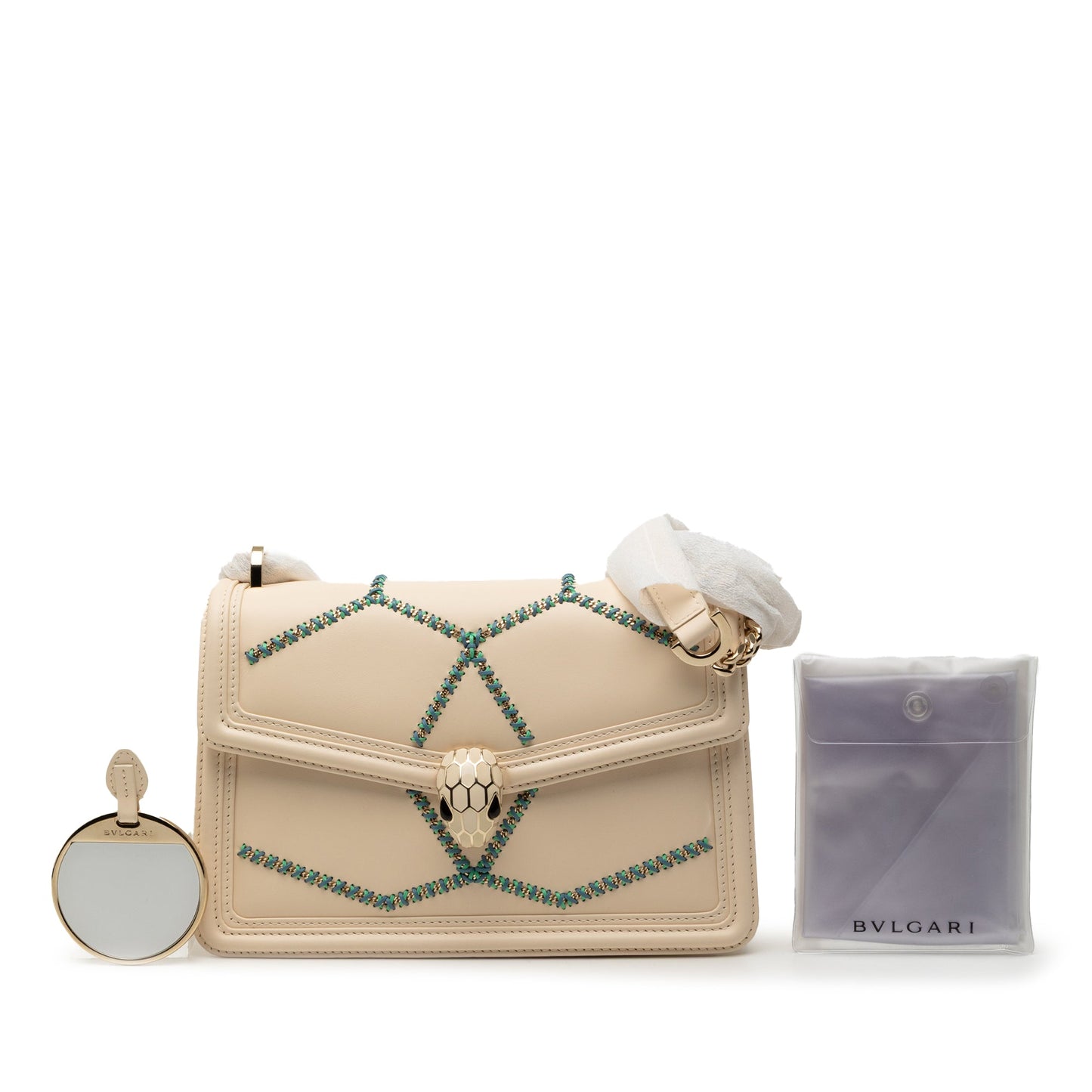 Bvlgari Leather Serpenti Forever Whipstitched Shoulder Bag