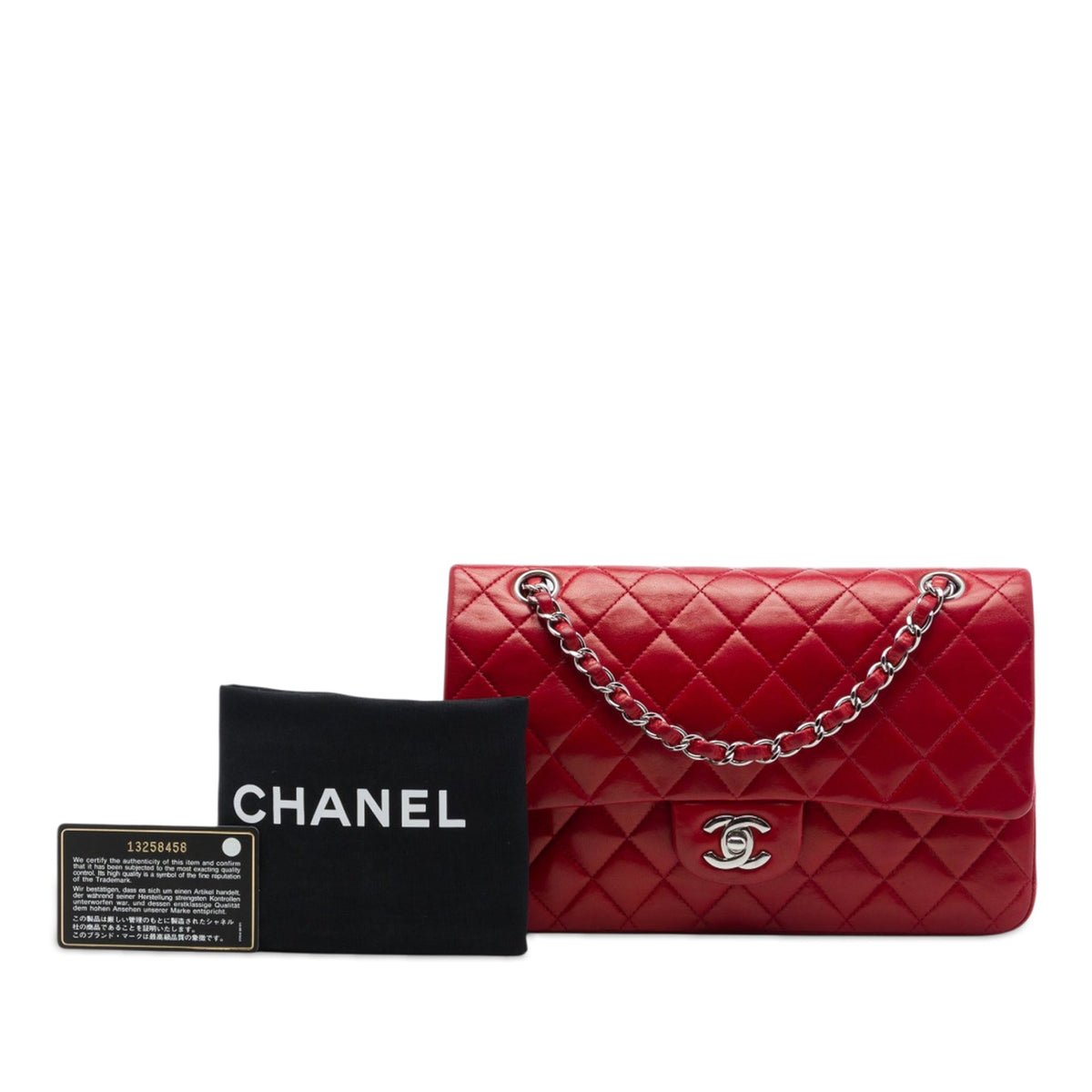 Chanel Medium Classic Lambskin Double Flap — Red
