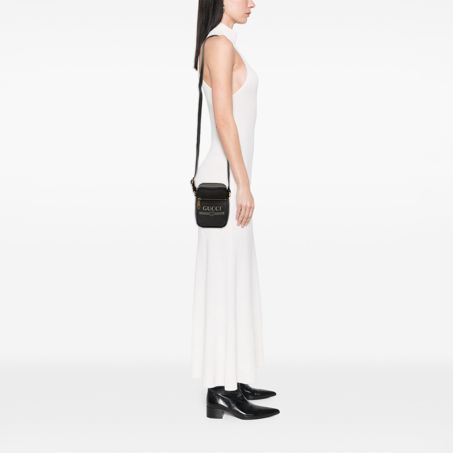 Gucci Mini Grained Calfskin Logo Crossbody