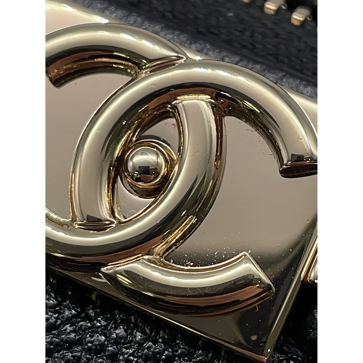 Chanel Mini Chevron Caviar Boy Clutch with Chain — Black