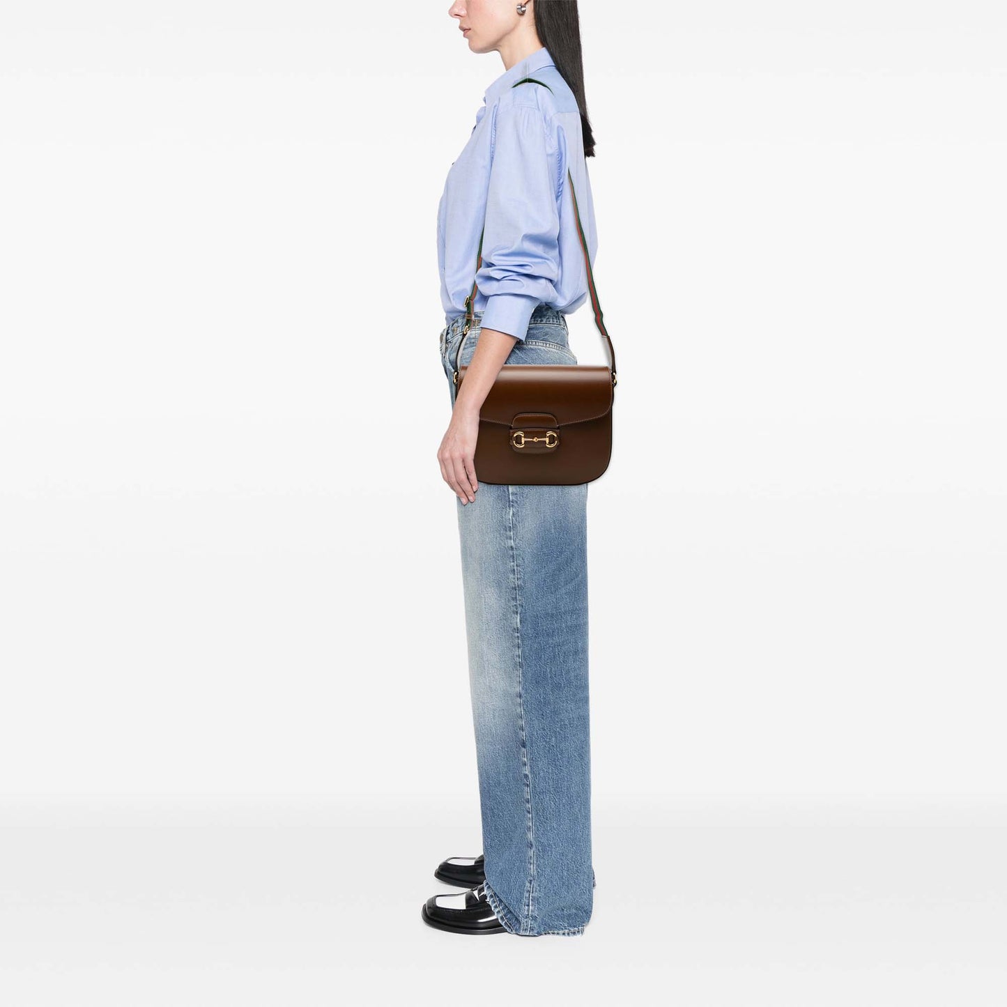 Gucci Large Calfskin Web Horsebit 1955 Crossbody