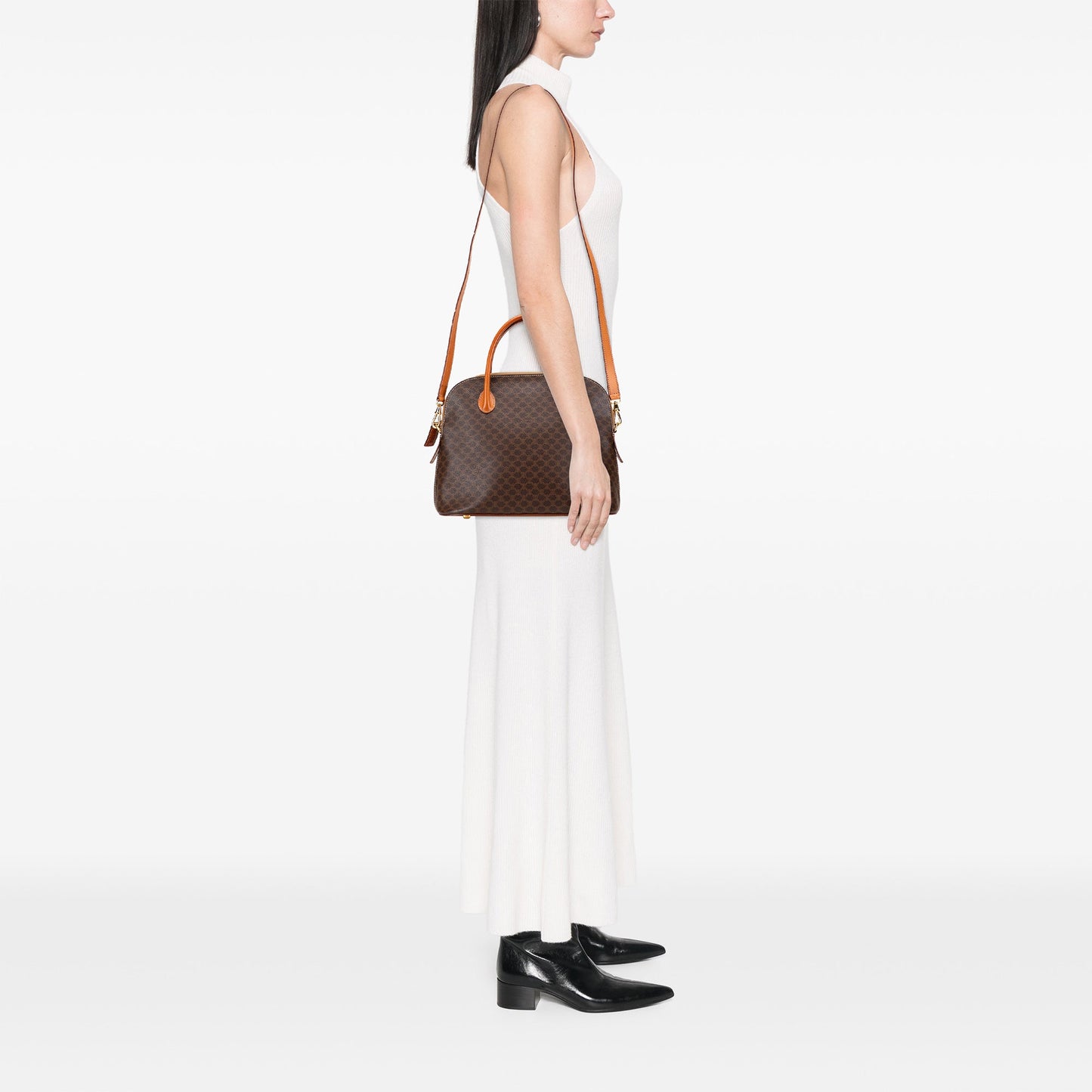 Celine Macadam Coated Canvas Dome Satchel