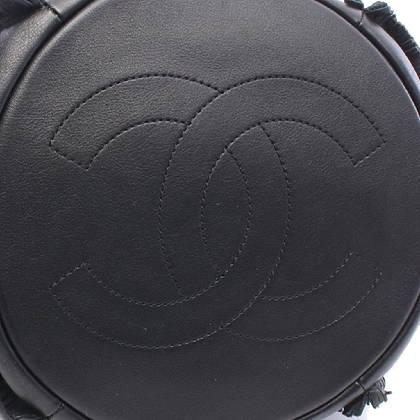 Chanel CC Lambskin Fringed Drawstring Bucket Bag