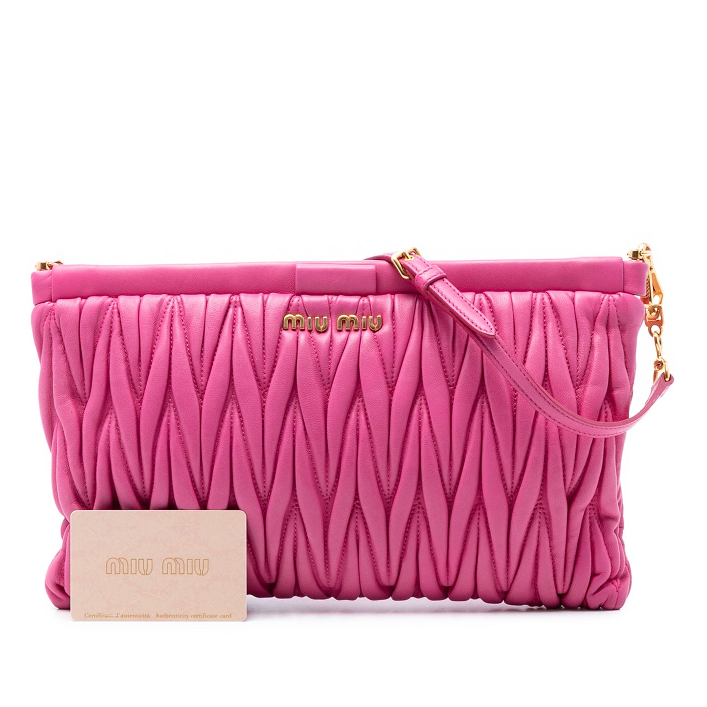 Miu Miu Matelasse Nappa Frame Clutch with Strap