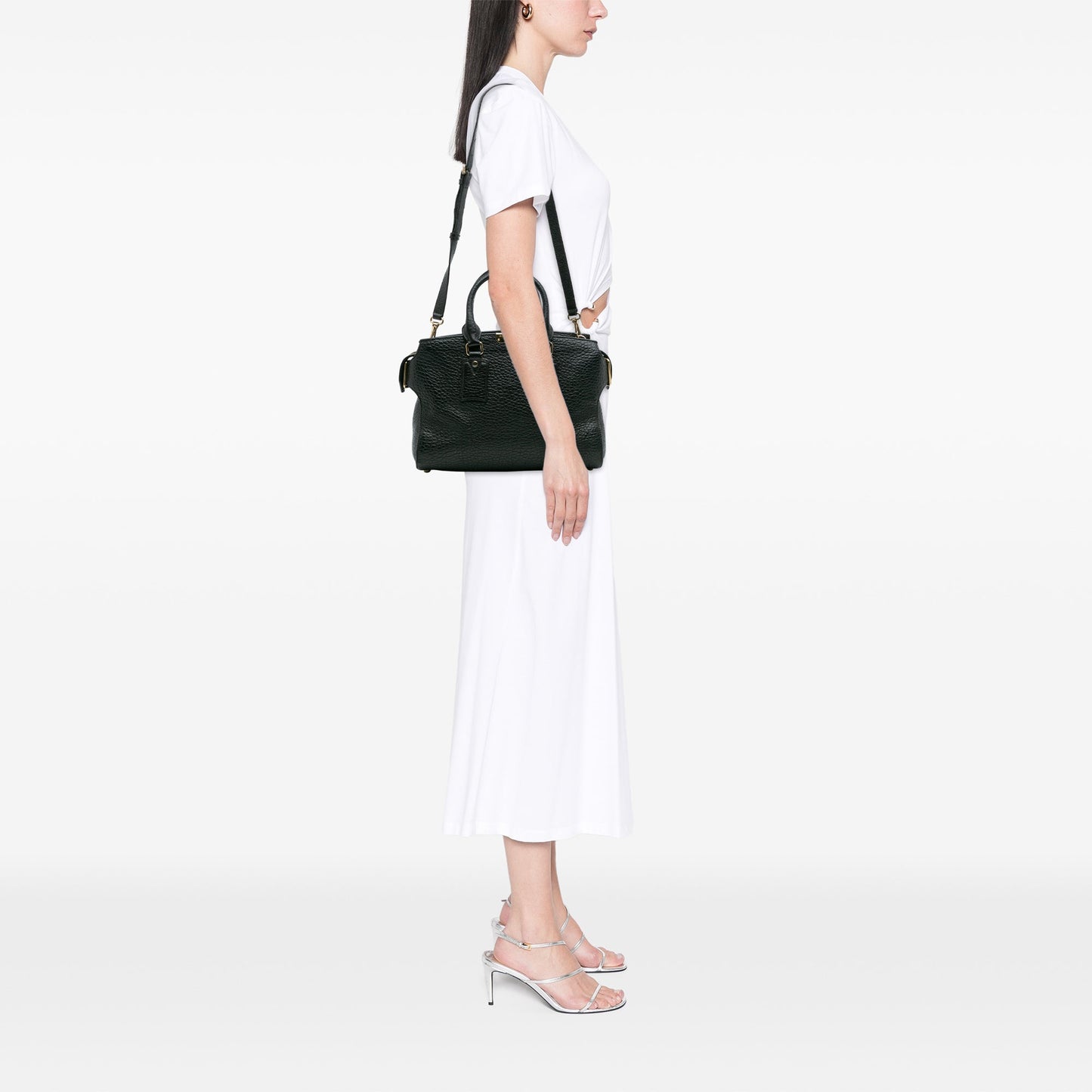 Burberry Medium Grained Leather Clifton Satchel