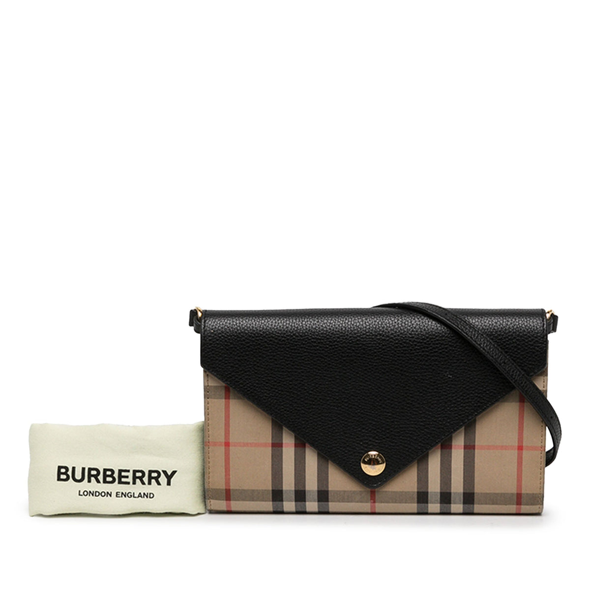 Burberry House Check Canvas and Leather Hannah Wallet on Strap — Beige