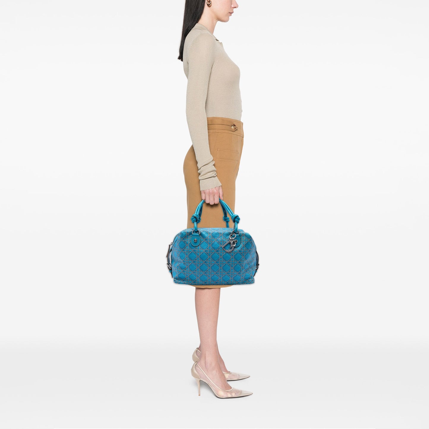 Dior Canvas Cannage Print Cherie Handbag