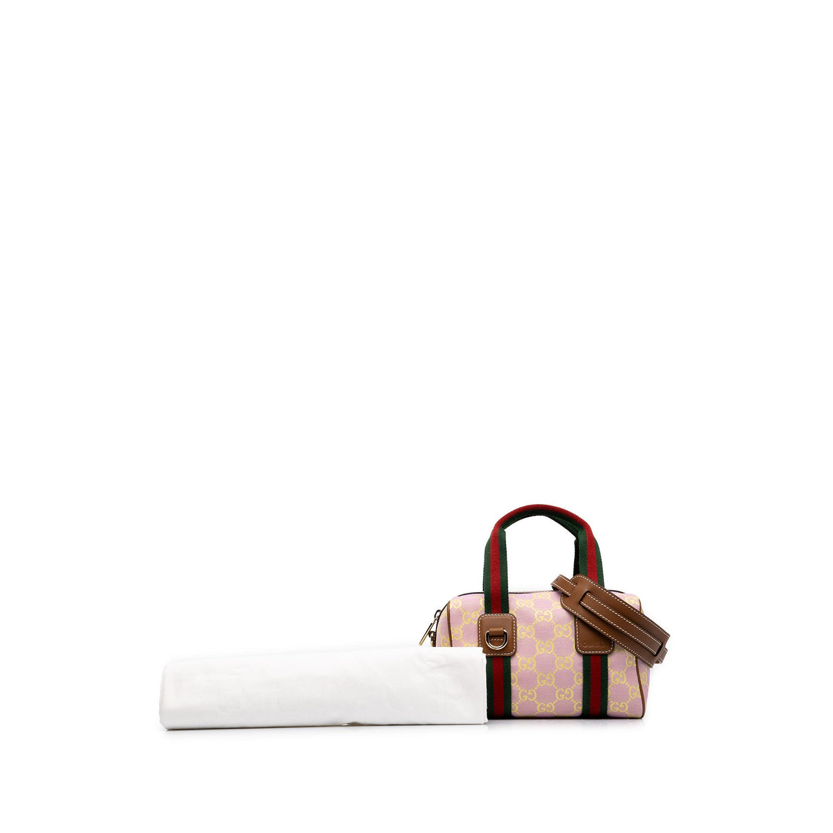 Gucci Mini GG Canvas Web Boston Bag — Pink