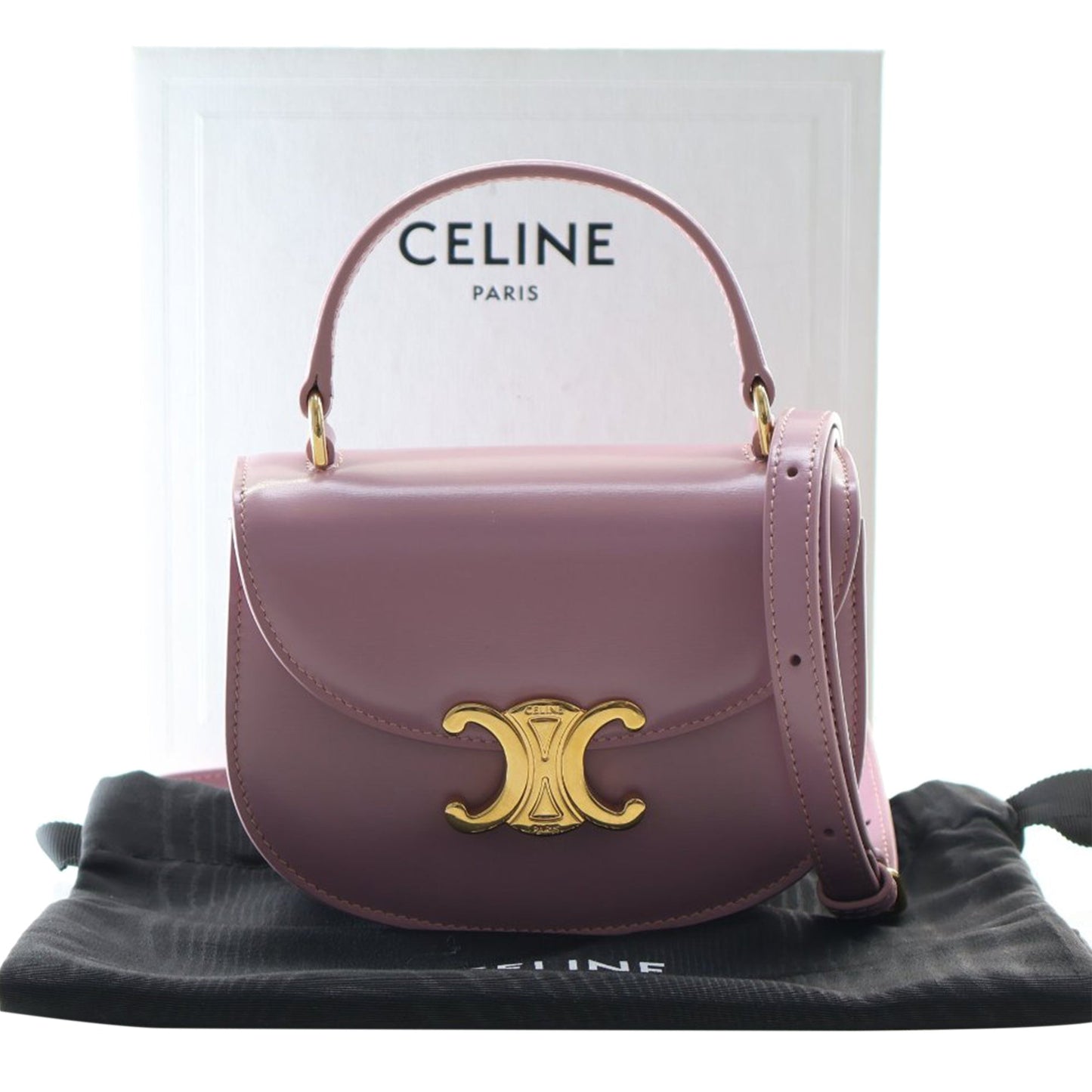 Celine Mini Shiny Calfskin Besace Clea Satchel