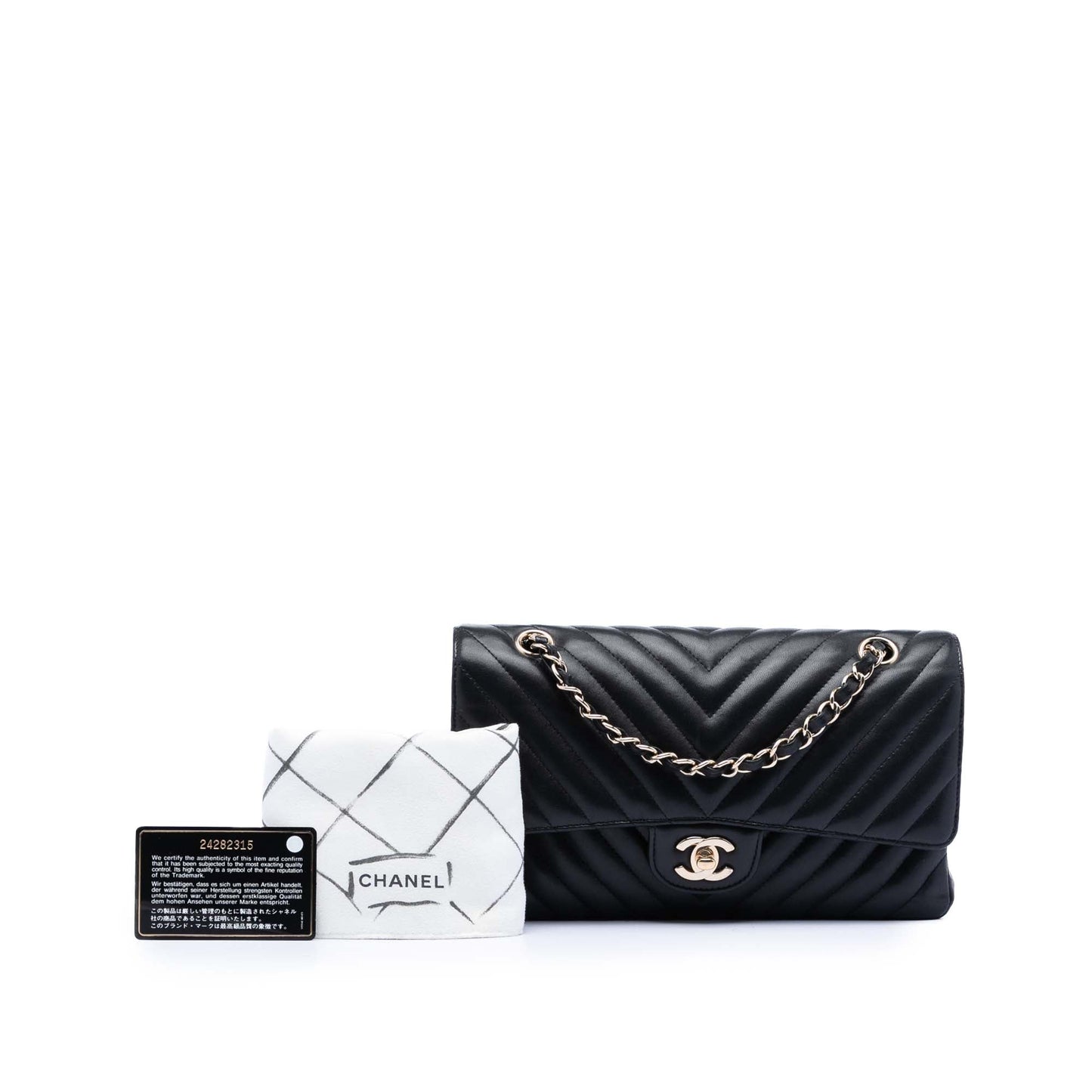 Medium Classic Chevron Lambskin Double Flap