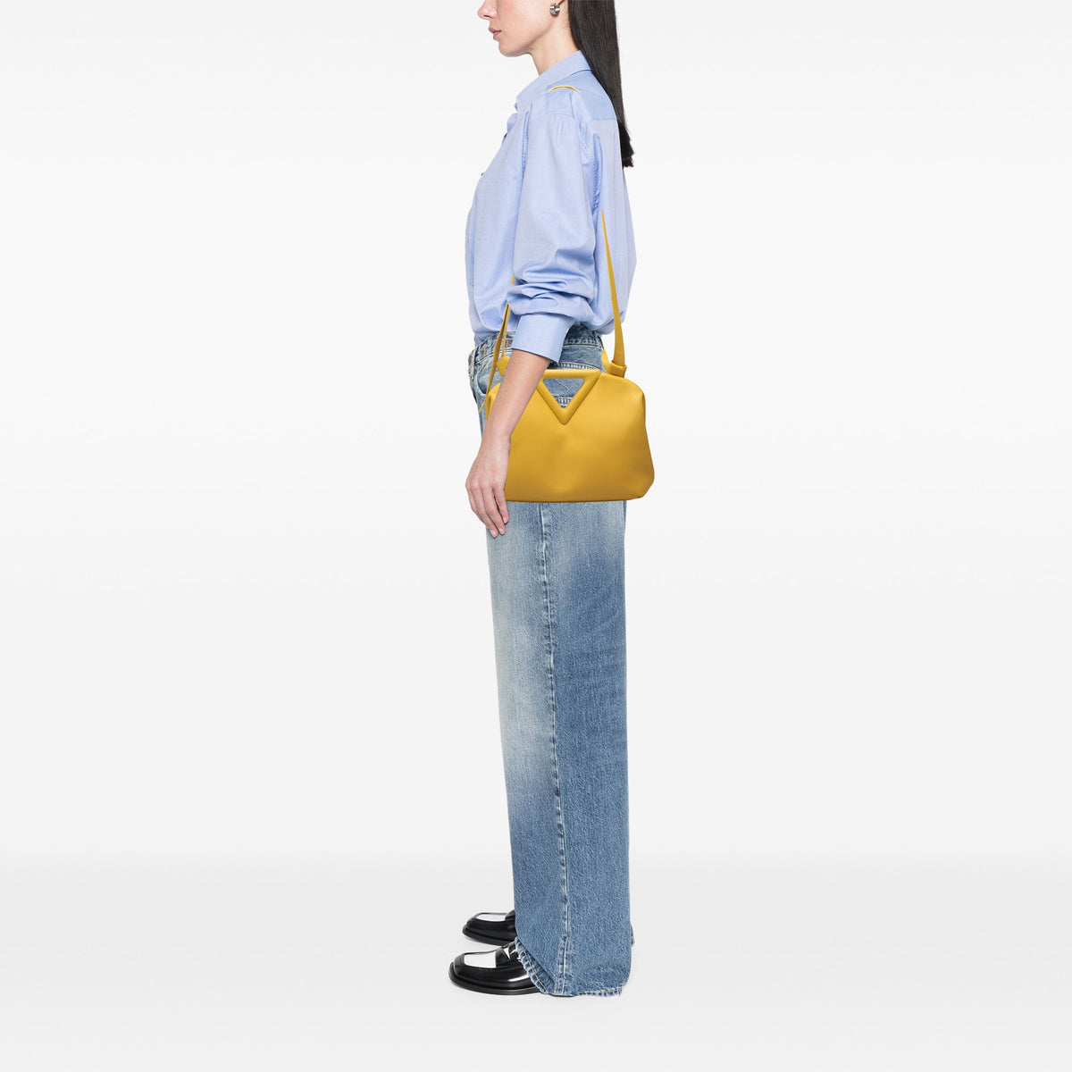 Bottega Veneta Medium Leather The Point Triangle Satchel — Yellow