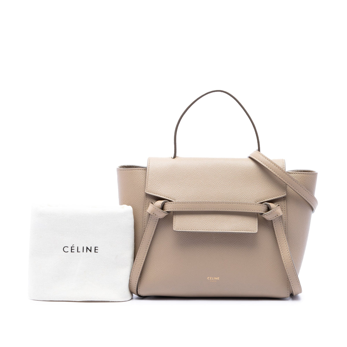 Celine Nano Grained Calfskin Belt Bag — Beige