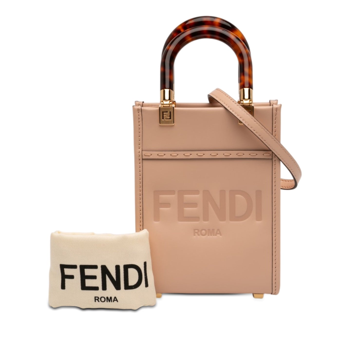 Fendi Mini Leather Sunshine Shopper Tote