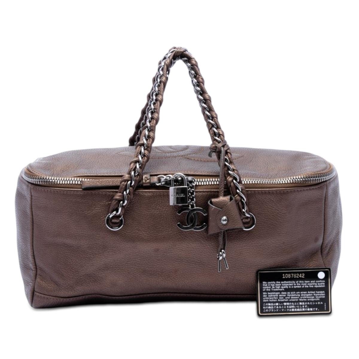 Chanel Metallic Deerskin CC Luxe Ligne Bowler Bag