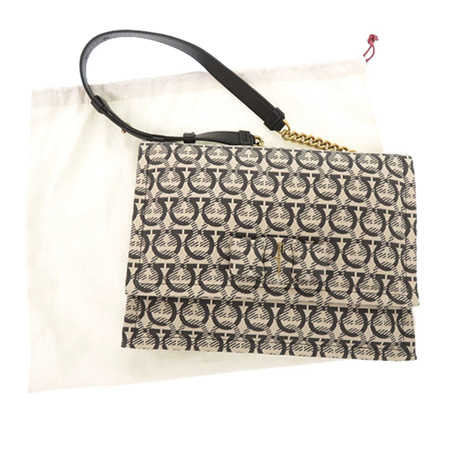 Ferragamo Gancini Canvas Viva Bow Shoulder Bag