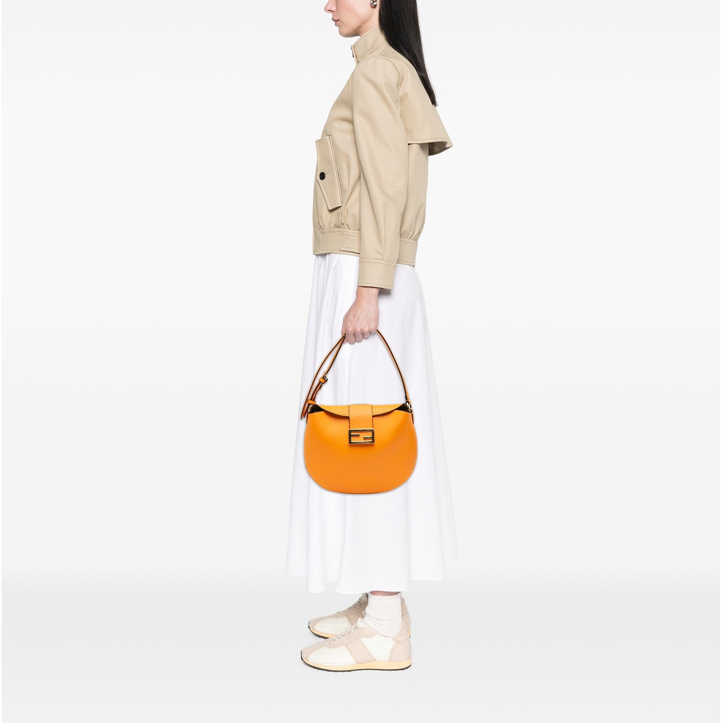 Fendi Small Leather Croissant Hobo Bag
