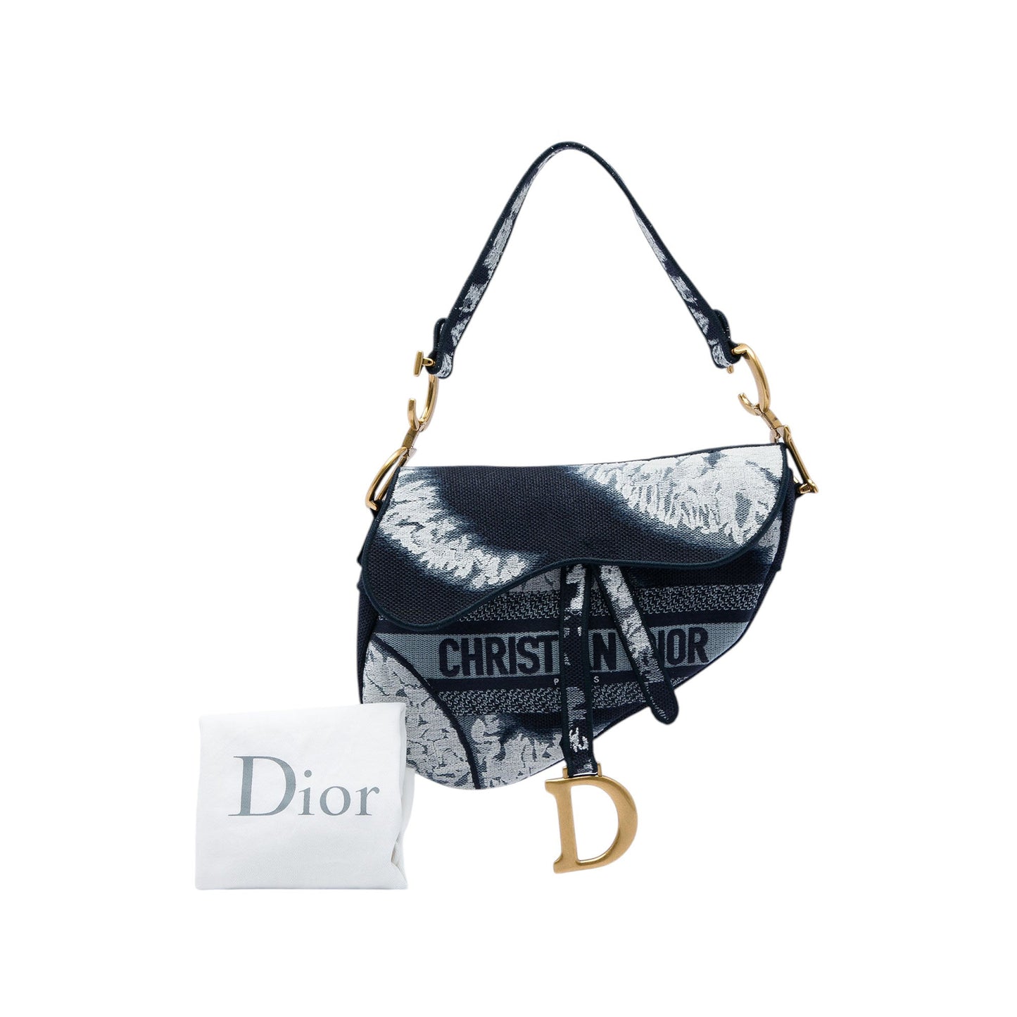 Dior Canvas Embroidered Tie Dye Saddle Bag