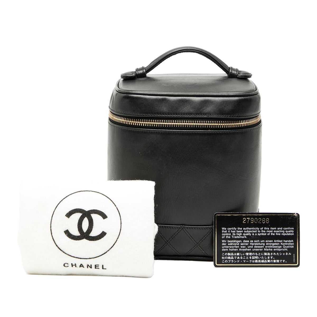 Chanel CC Quilted Lambskin Vanity Case — Black