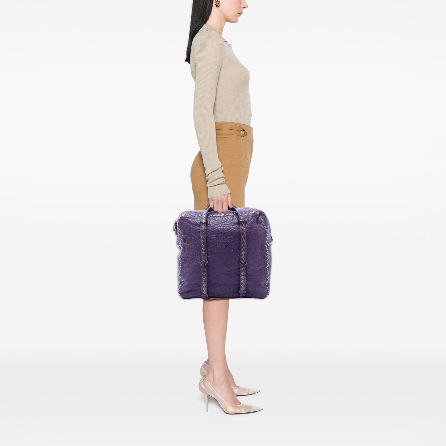 Bottega Veneta Intrecciato Trimmed Leather Handbag