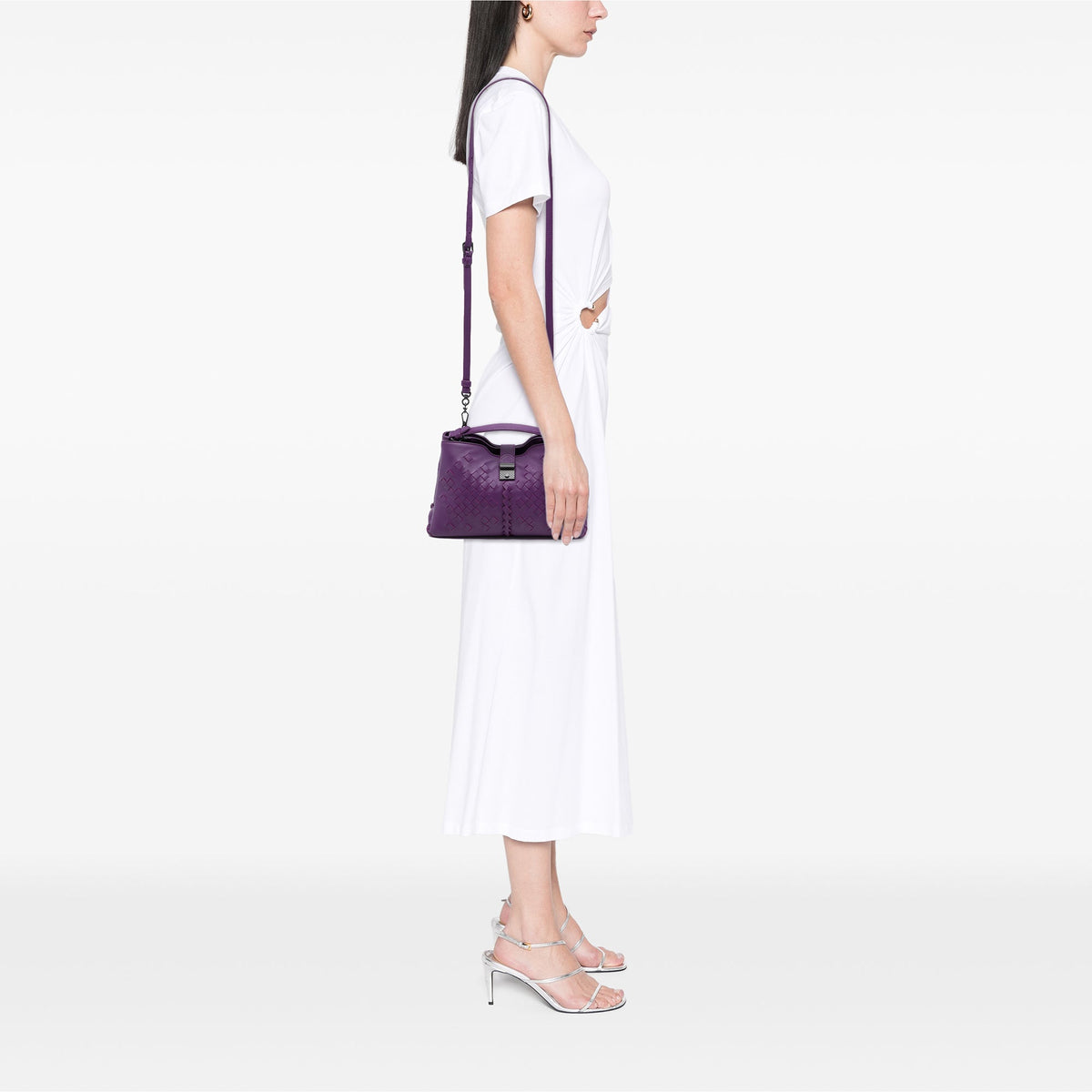 Bottega Veneta Nappa Intrecciato Napoli Satchel — Purple