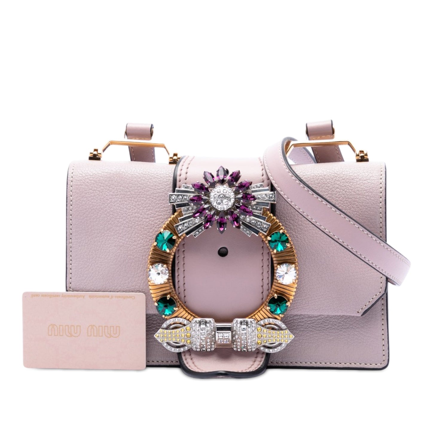 Miu Miu Goatskin Madras Soft Calf Crystal Embellished Crossbody