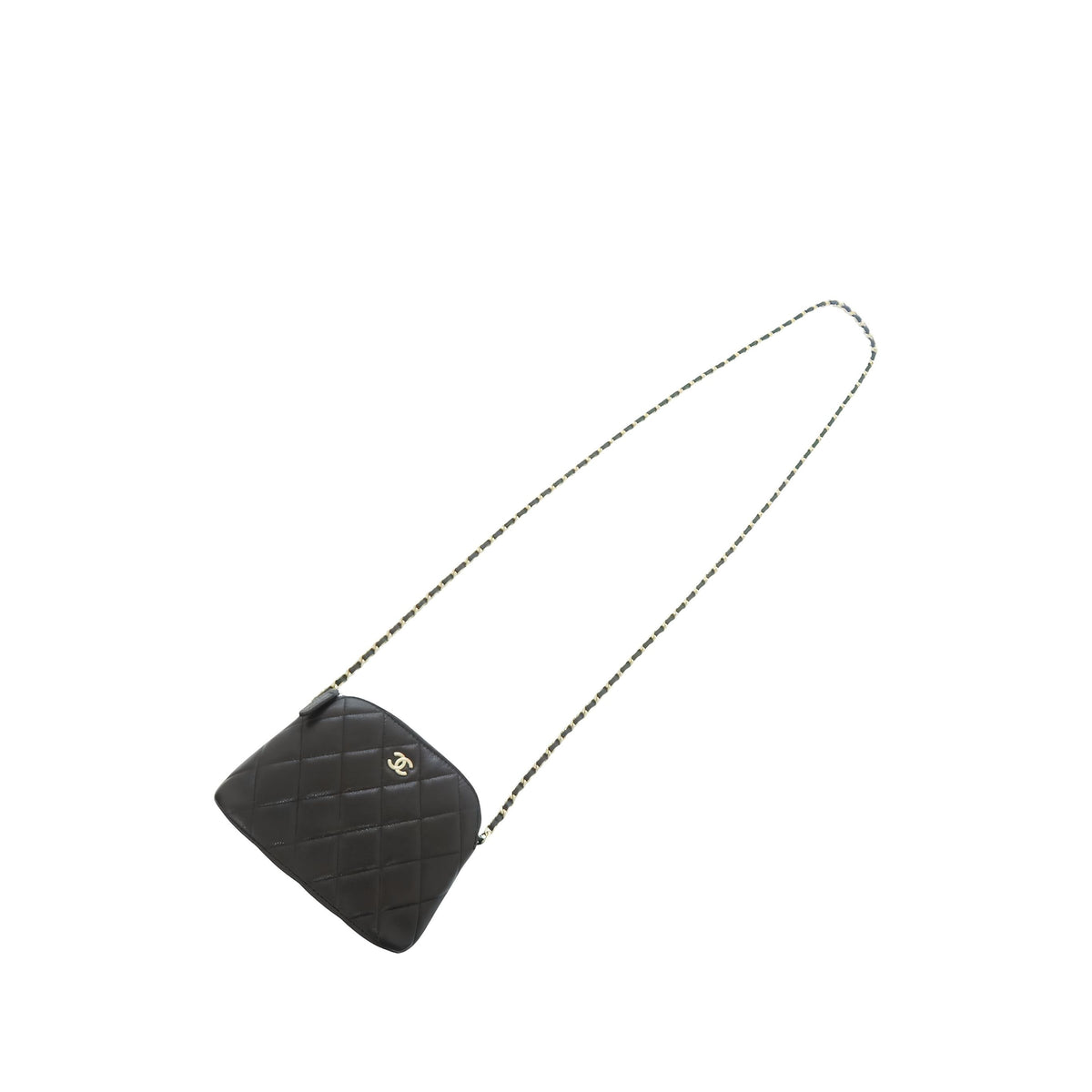 Chanel CC Caviar Dome Zip Clutch on Chain — Black
