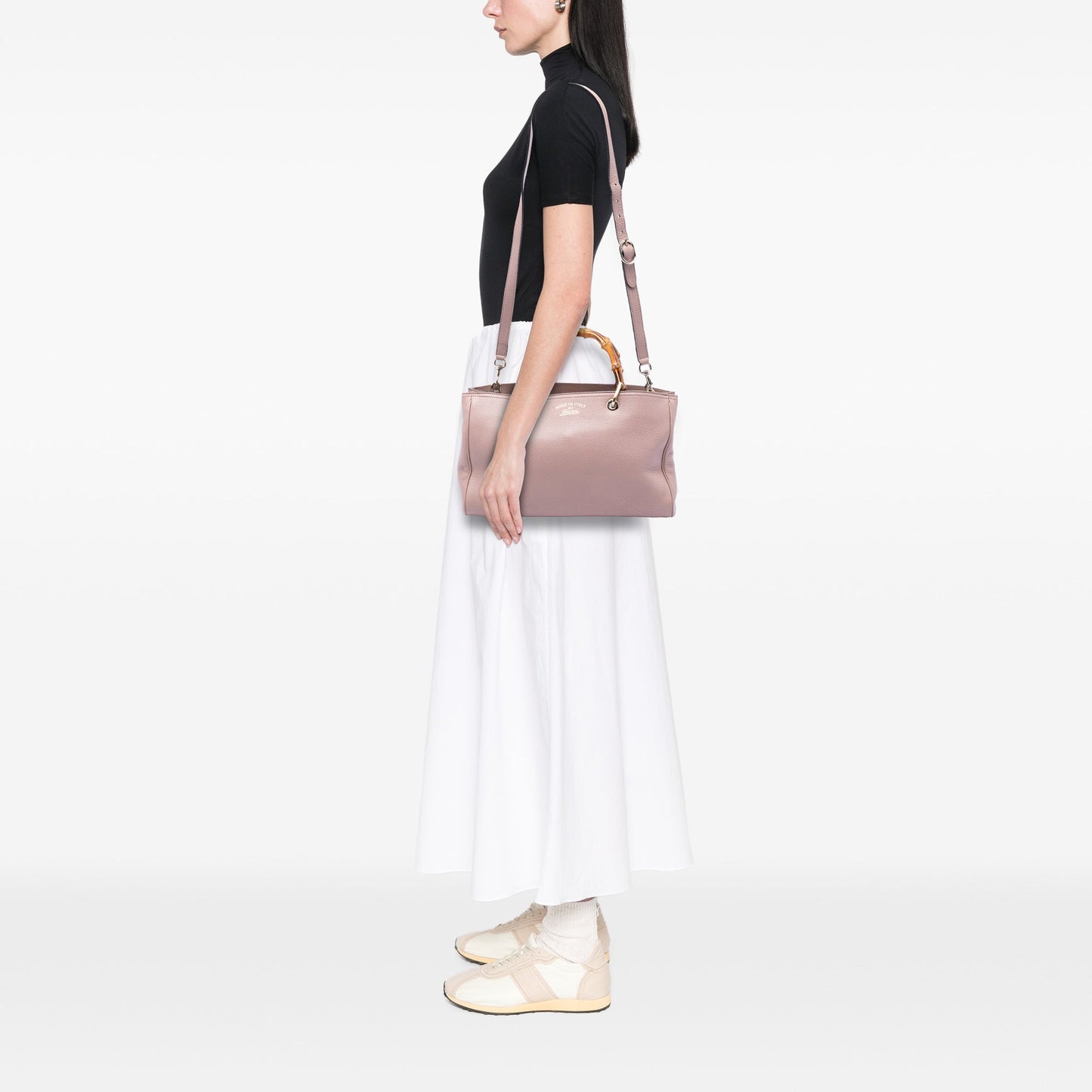 Medium Calfskin Bamboo Shopper Satchel