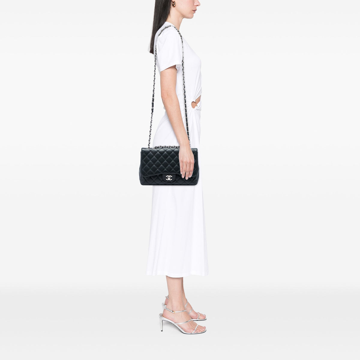 Chanel Jumbo Classic Caviar Single Flap — Black