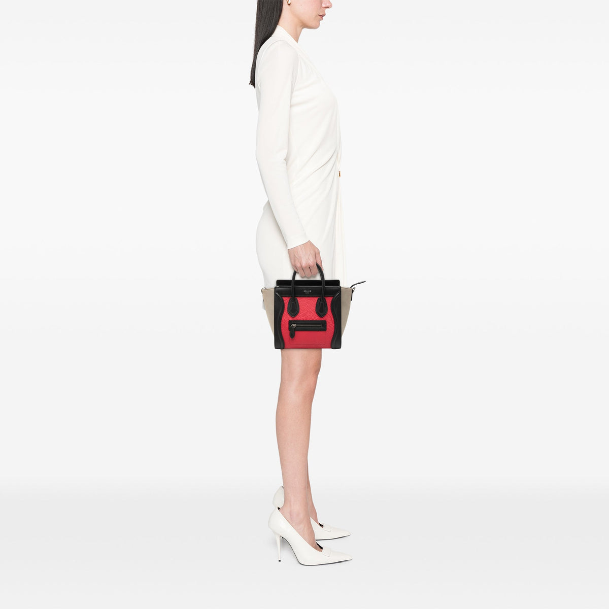 Celine Nano Tricolor Nubuck and Calfskin Luggage Tote