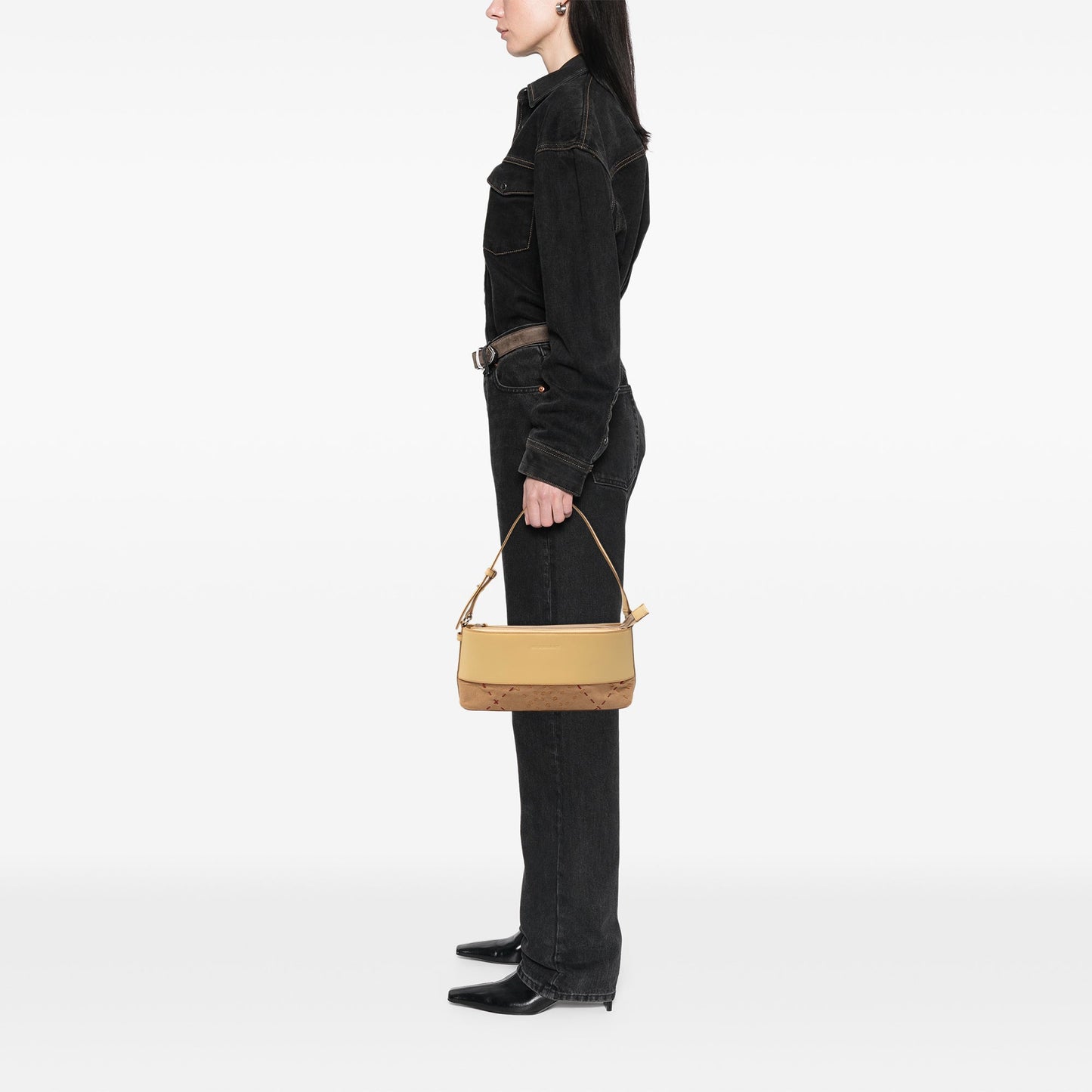 Burberry Calfskin and Suede Stitch Shoulder Bag