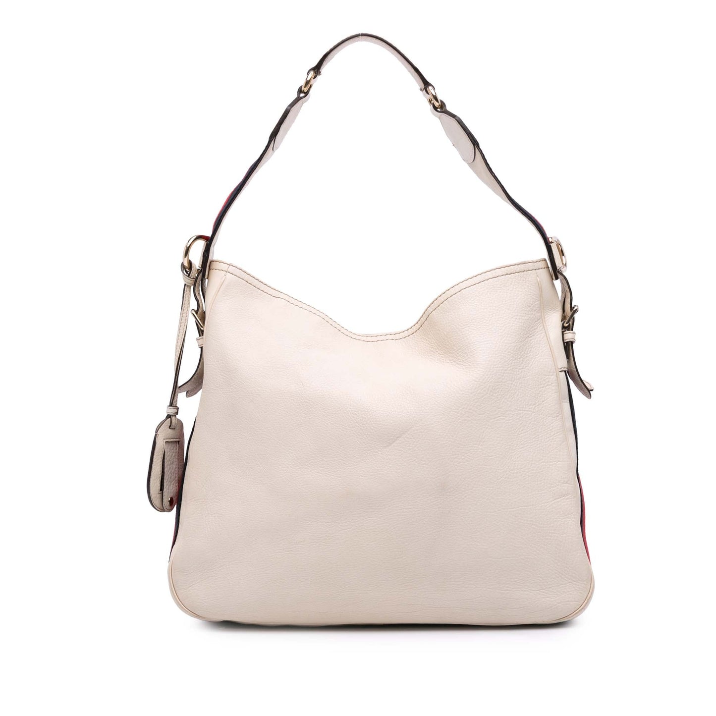 Gucci Medium Pebbled Calfskin Web Heritage Shoulder Bag