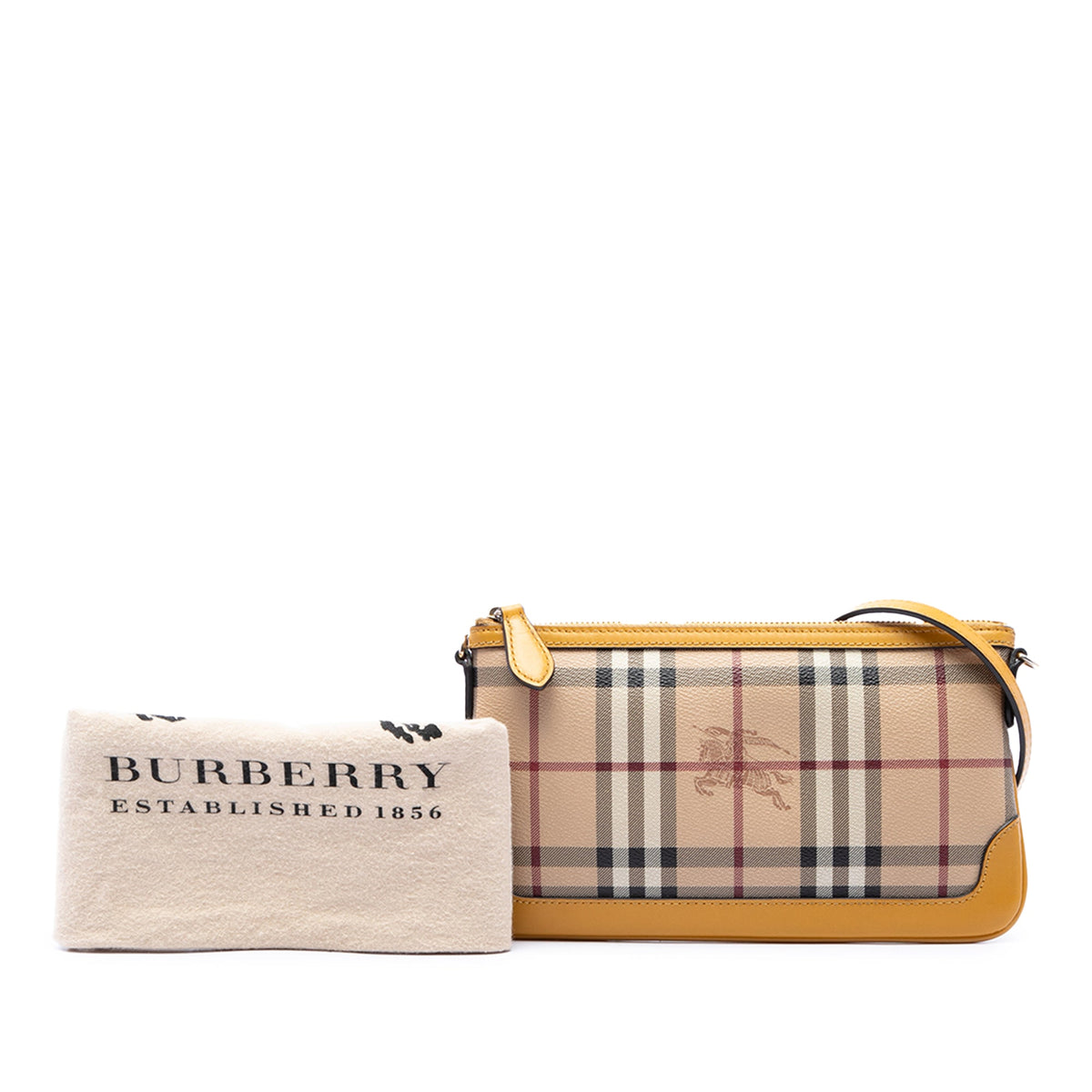 Burberry Haymarket Check Coated Canvas Peyton Crossbody — Beige