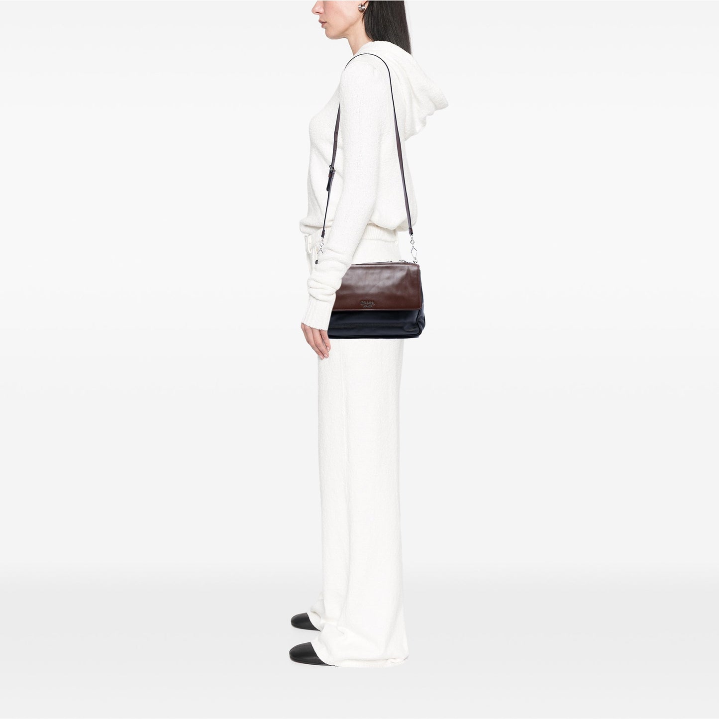 Prada Soft Calfskin Double Sided Flap Messenger Bag