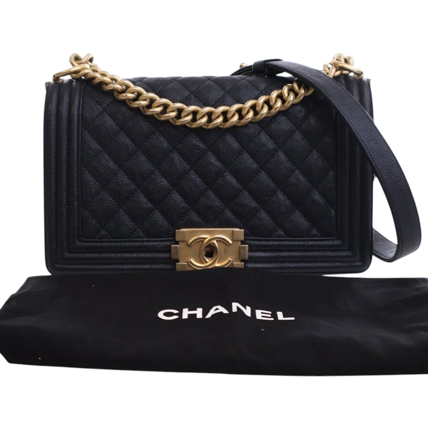 Chanel Old Medium Quilted Caviar Boy Flap