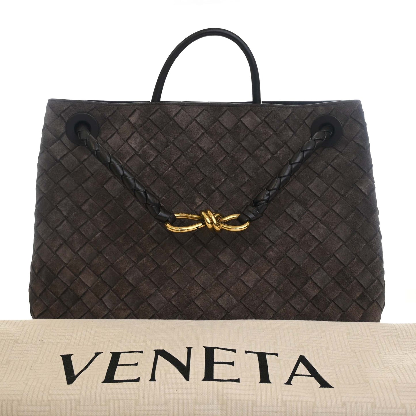 Bottega Veneta Medium Suede Intrecciato Andiamo Bag
