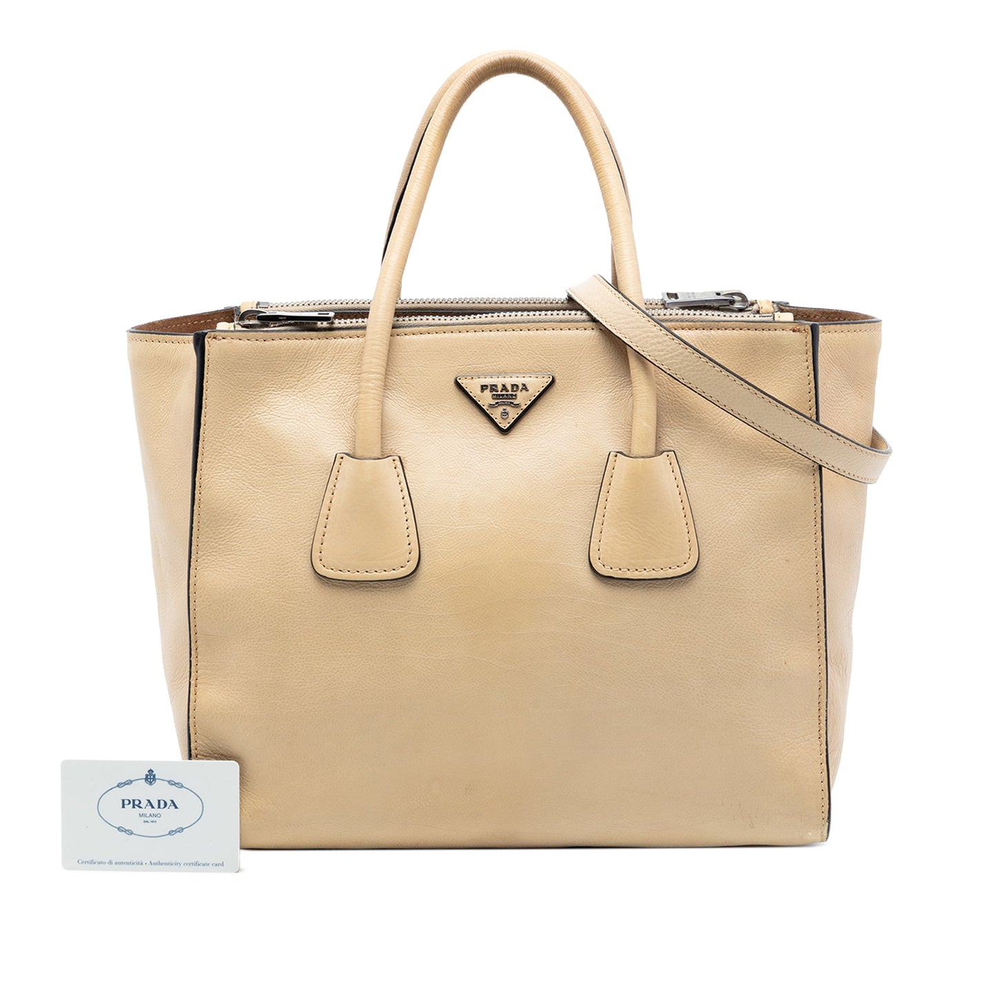 Prada Glace Calf Twin Pocket Double Handle Satchel