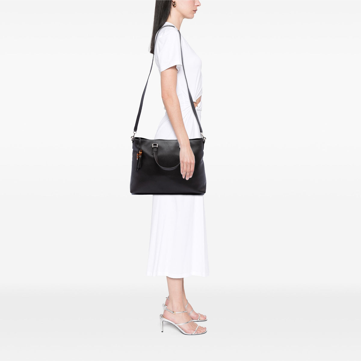 Gucci Calfskin Bamboo Tassel Satchel — Brown