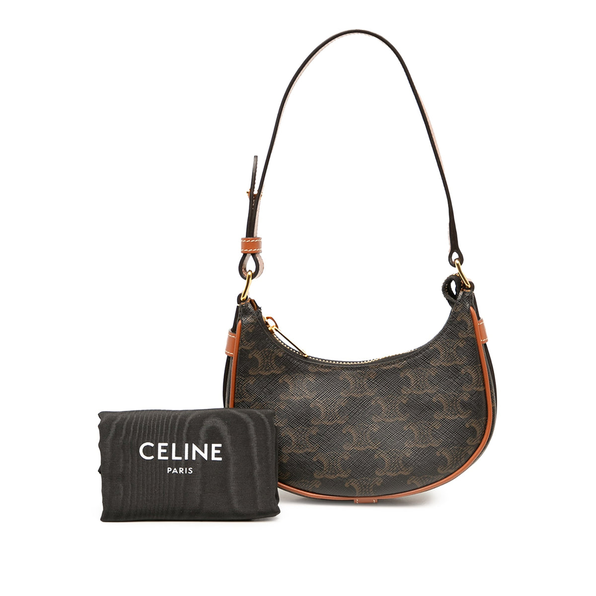 Celine Mini Triomphe Coated Canvas Ava Shoulder Bag — Brown