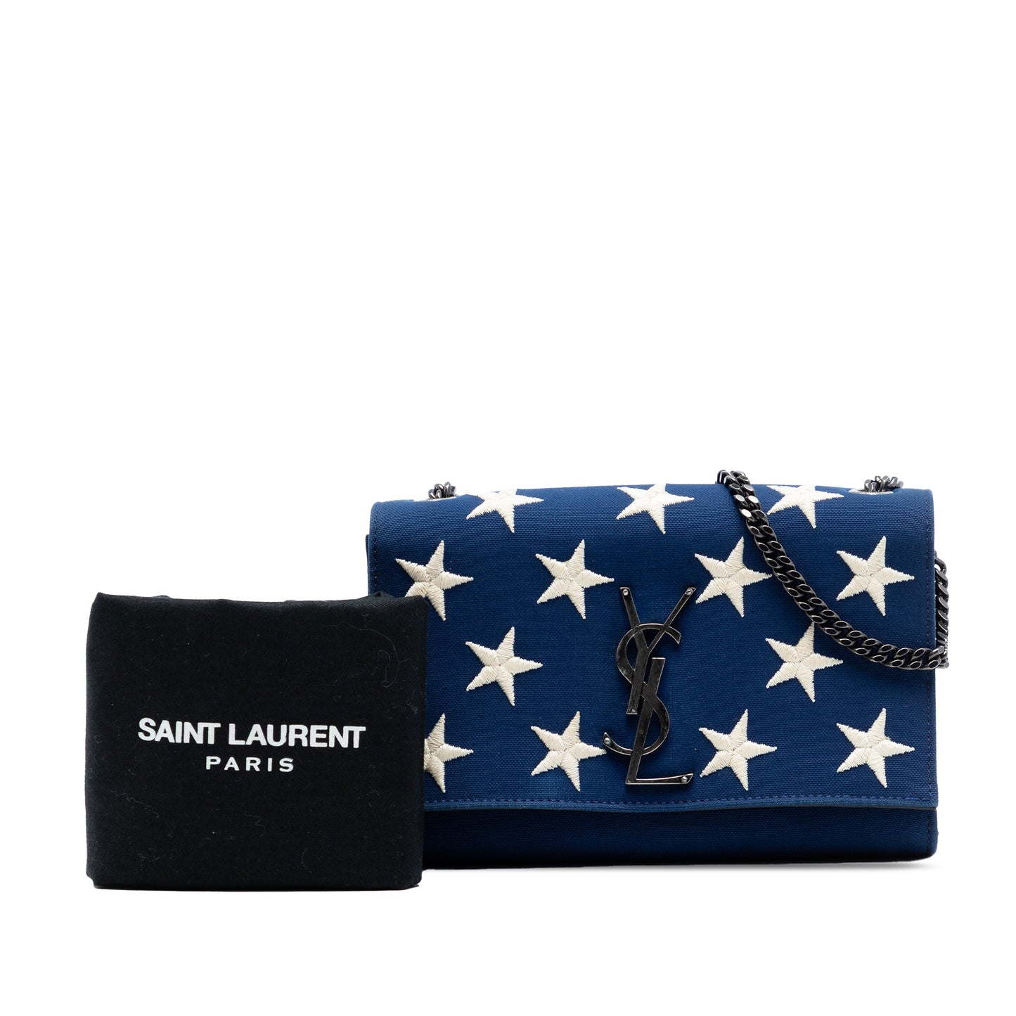 Saint Laurent Small Star Embroidered Canvas Monogram Kate Crossbody