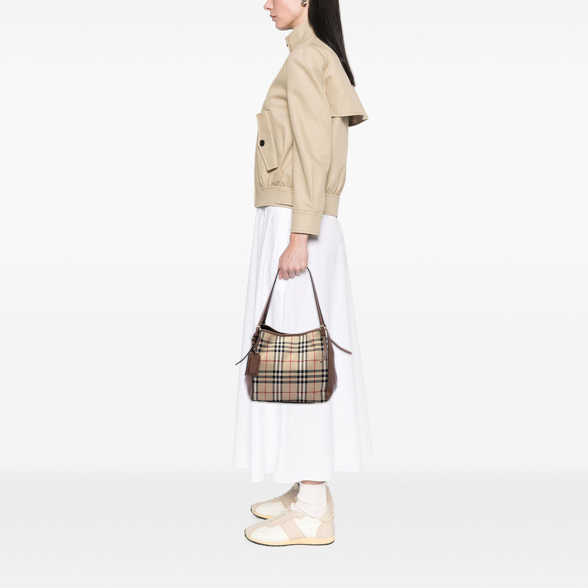 Burberry Small Haymarket Check Coated Canvas and Calfskin Canterbury Tote